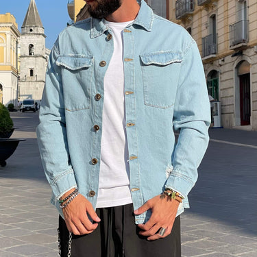 Giacca di jeans chiara con strappi - FLAG STORE
